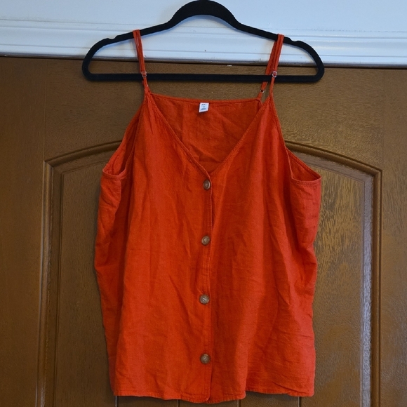 BP Orange Buttoned Relaxed Camisole Linen Rayon Top Plus Size 3X - Picture 1 of 5
